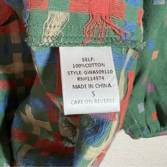 Ro & De Green Box Long Sleeve Button Down at Back Ruffle Round Neck Womens Small - Picture 4 of 7
